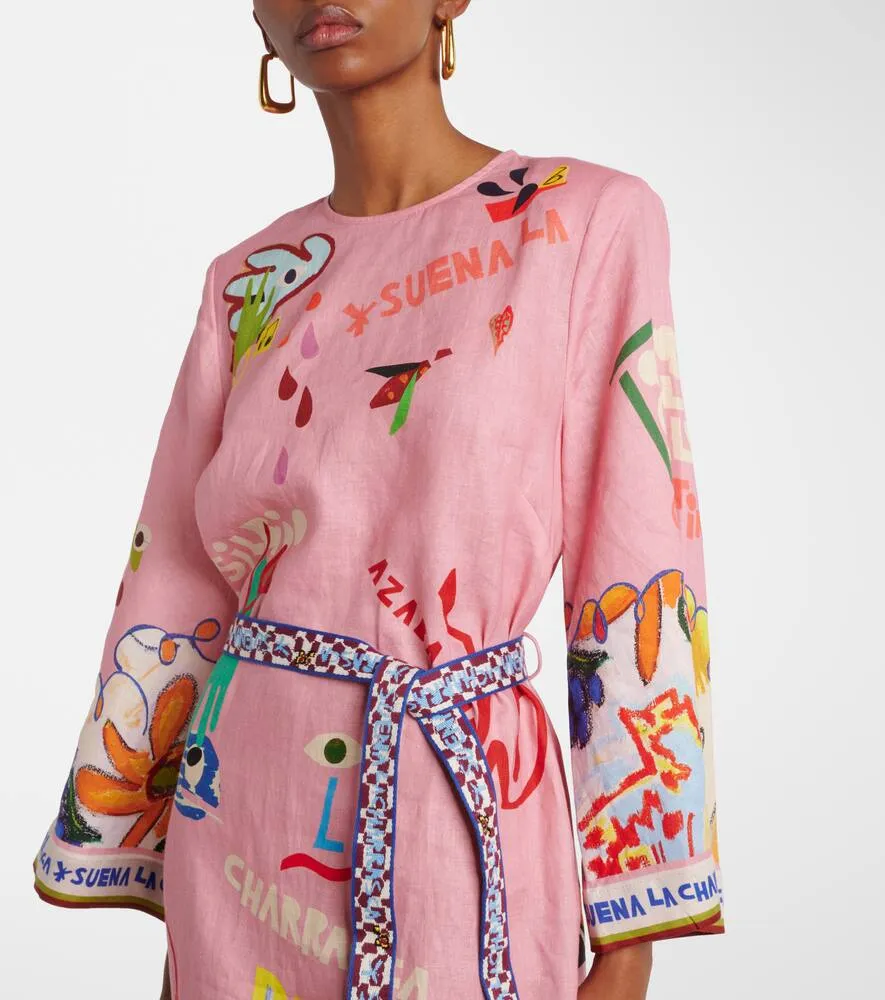 Alemais La Charrasca printed linen midi dress