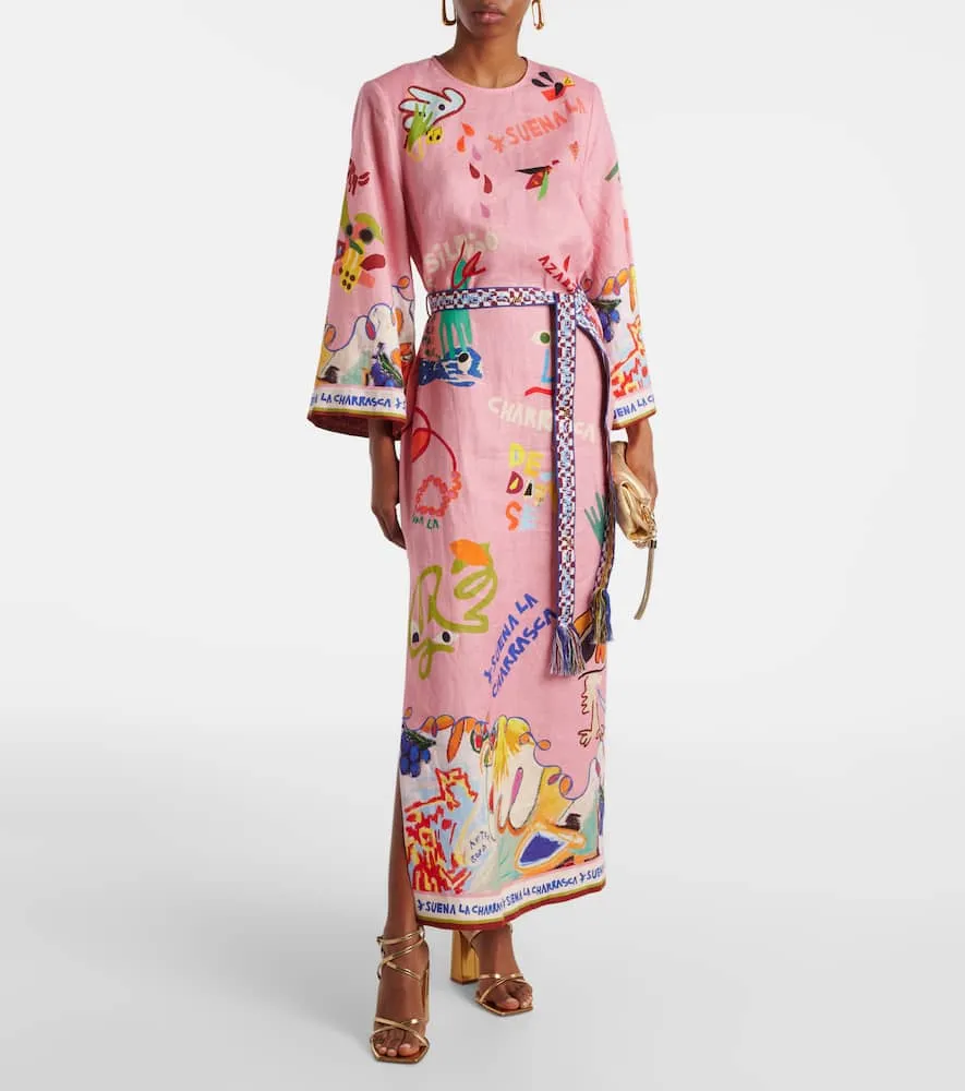 Alemais La Charrasca printed linen midi dress