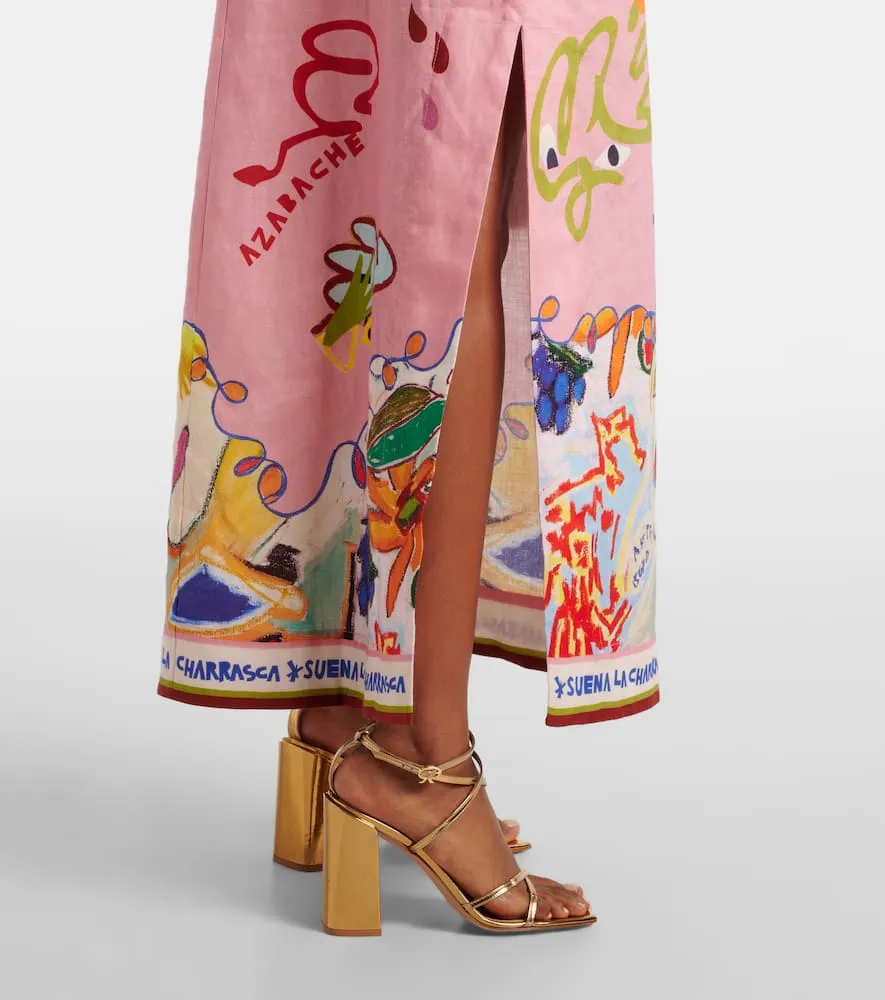 Alemais La Charrasca printed linen midi dress