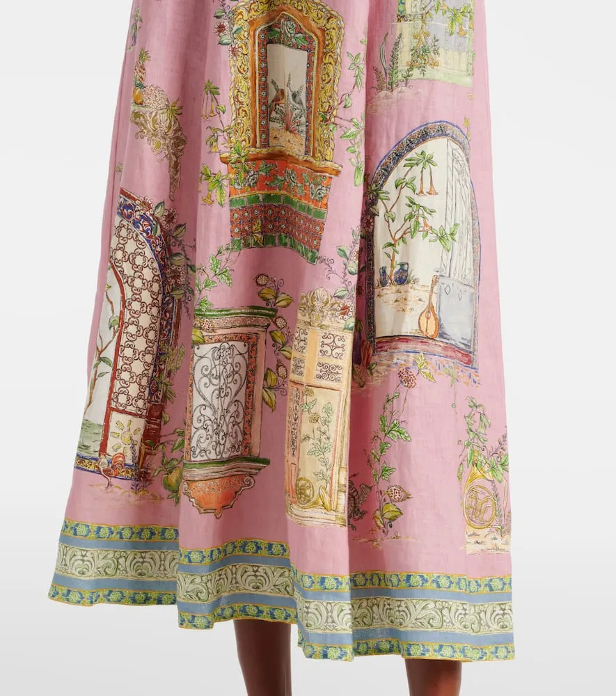 Alemais Monte printed linen midi dress