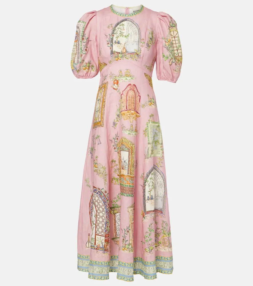 Alemais Monte printed linen midi dress