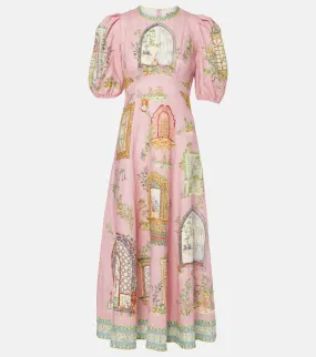 Alemais Monte printed linen midi dress