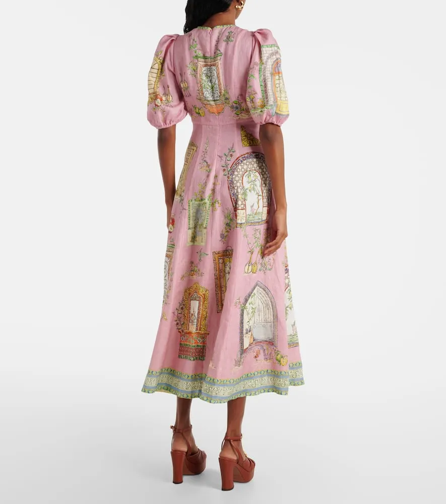 Alemais Monte printed linen midi dress