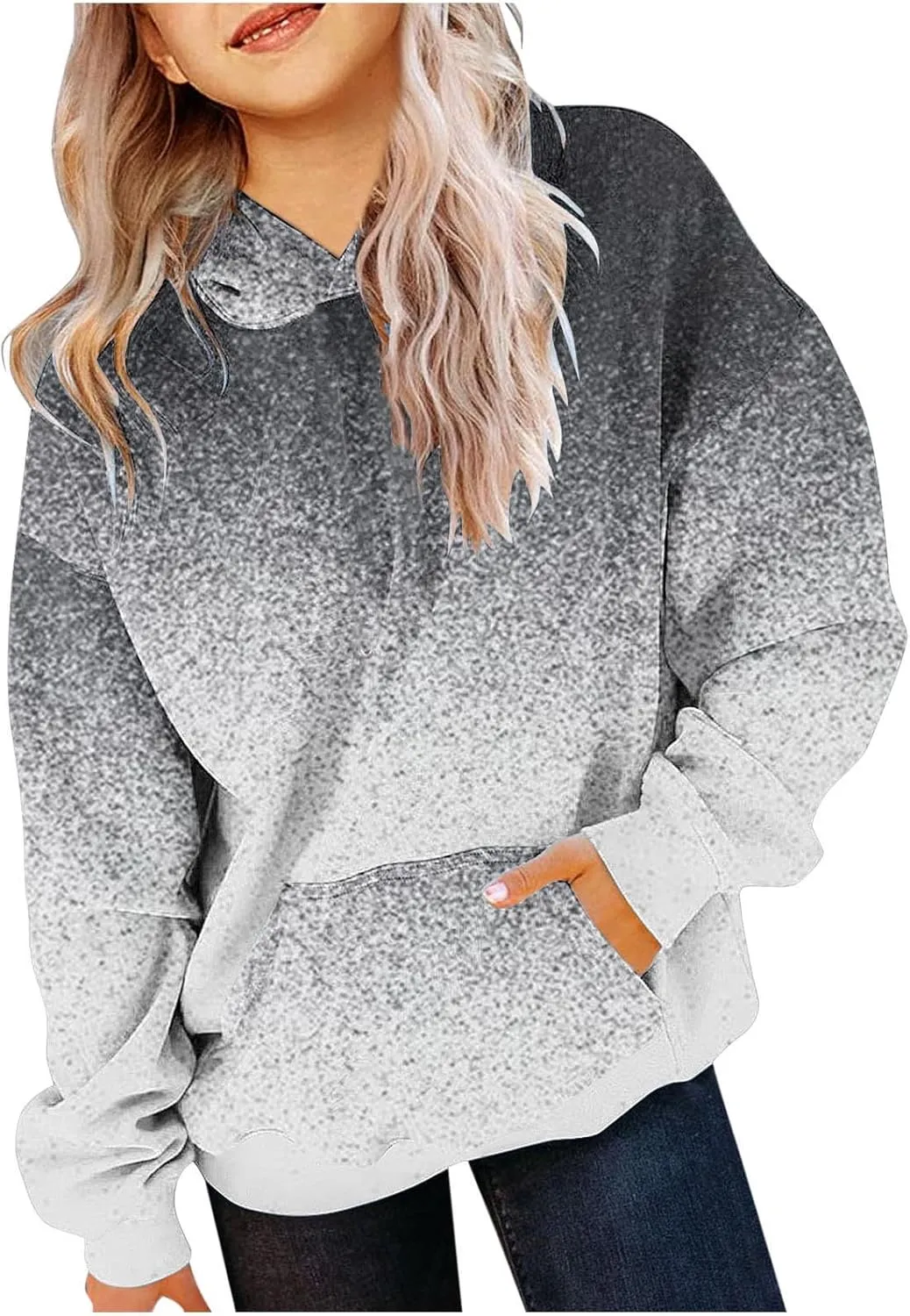Cute Hoodies for Teen Girls Trendy Long Sleeve Oversized Sweatshirts Gradient Preppy Clothes for Girls 2-13 Years
