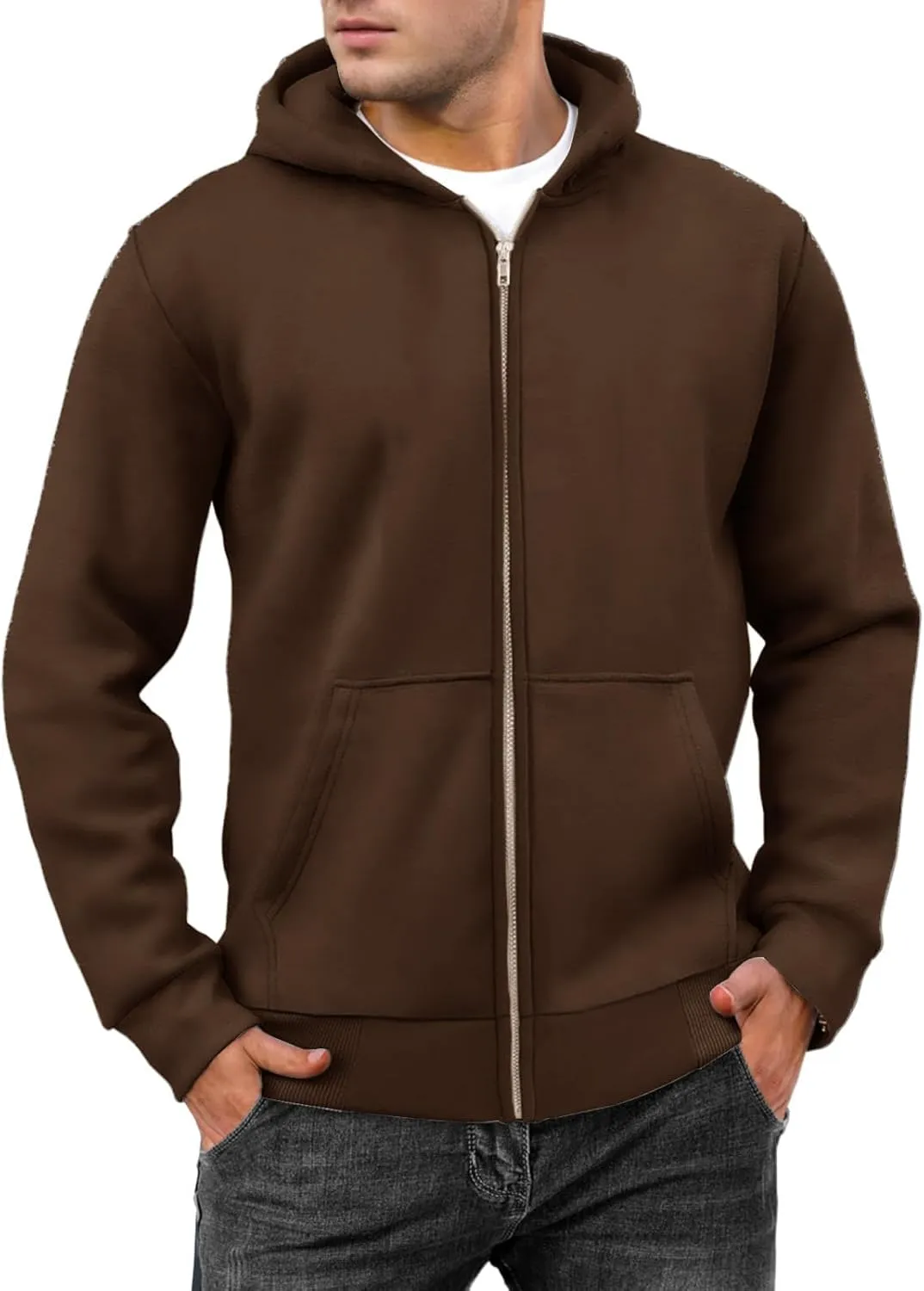 evzosrz Mens Full Zip Hoodies Fleece Lined Baggy Hooded Sweatshirts Casual Athletic Long Sleeve Pullover Hoodie with Pockets