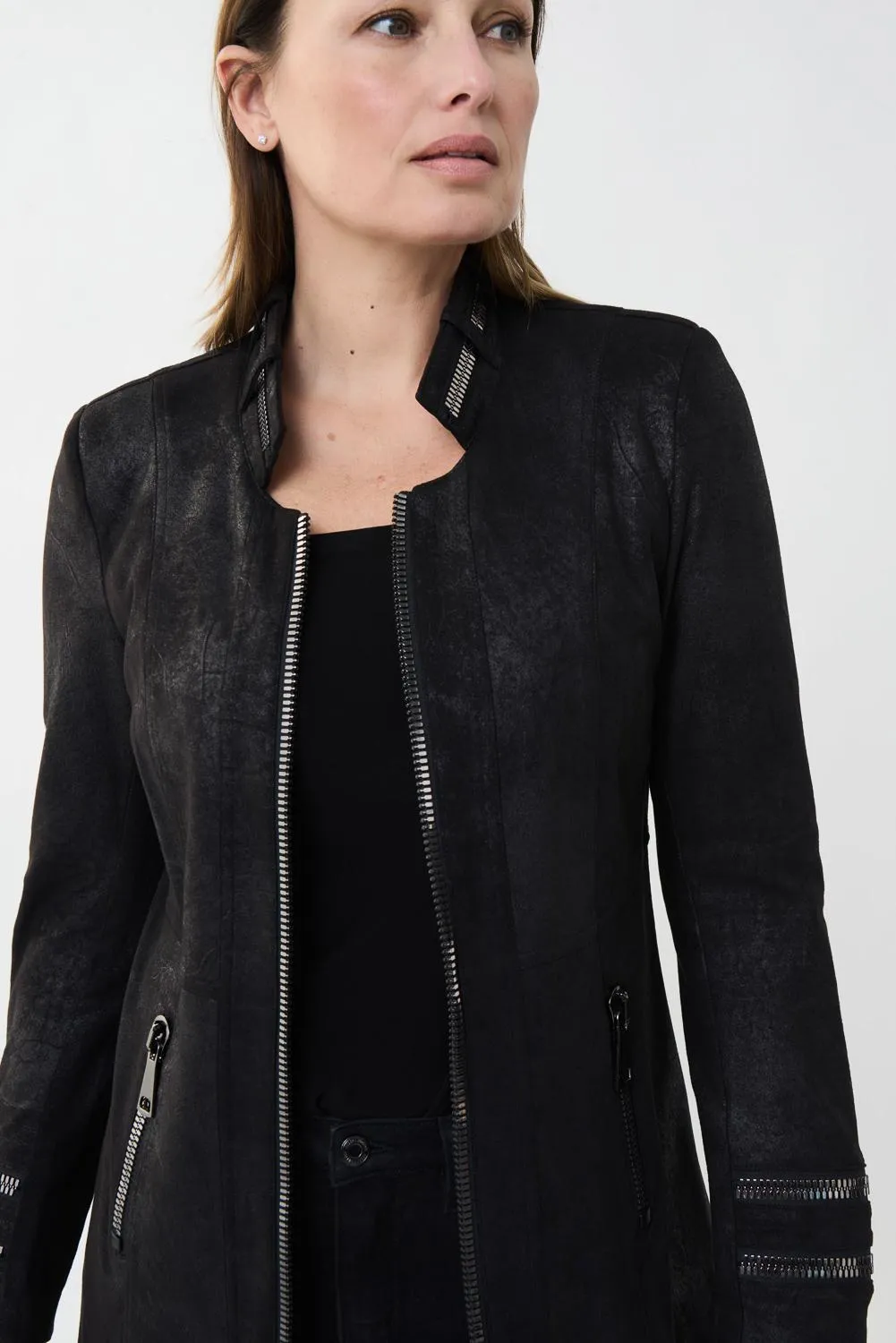 Faux-Suede Midi Jacket Style 213948
