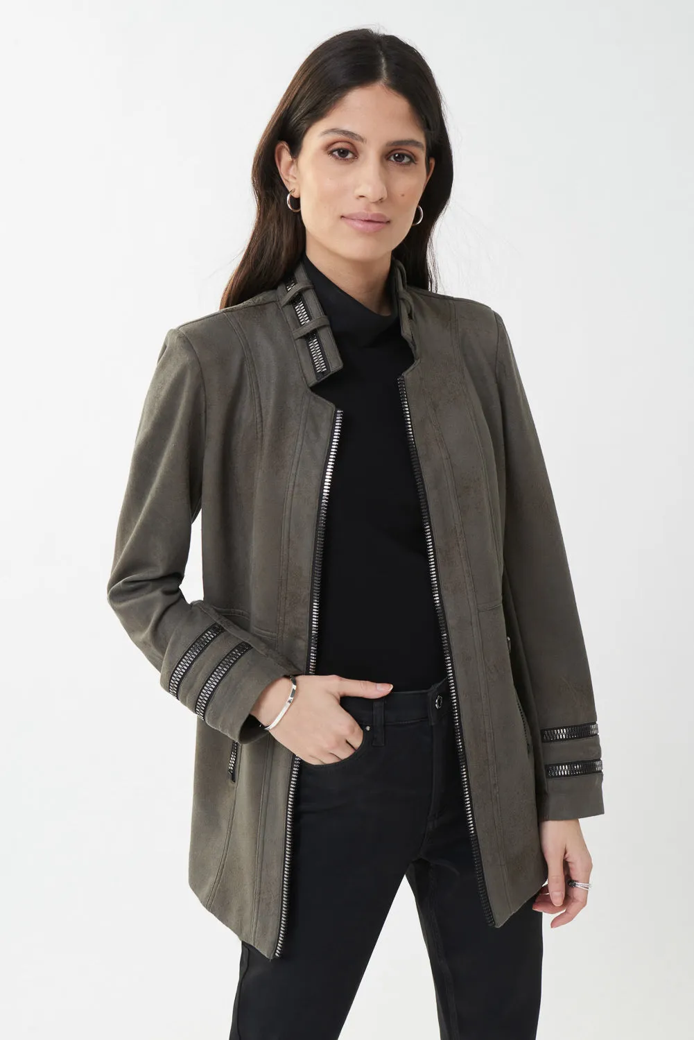 Faux-Suede Midi Jacket Style 213948