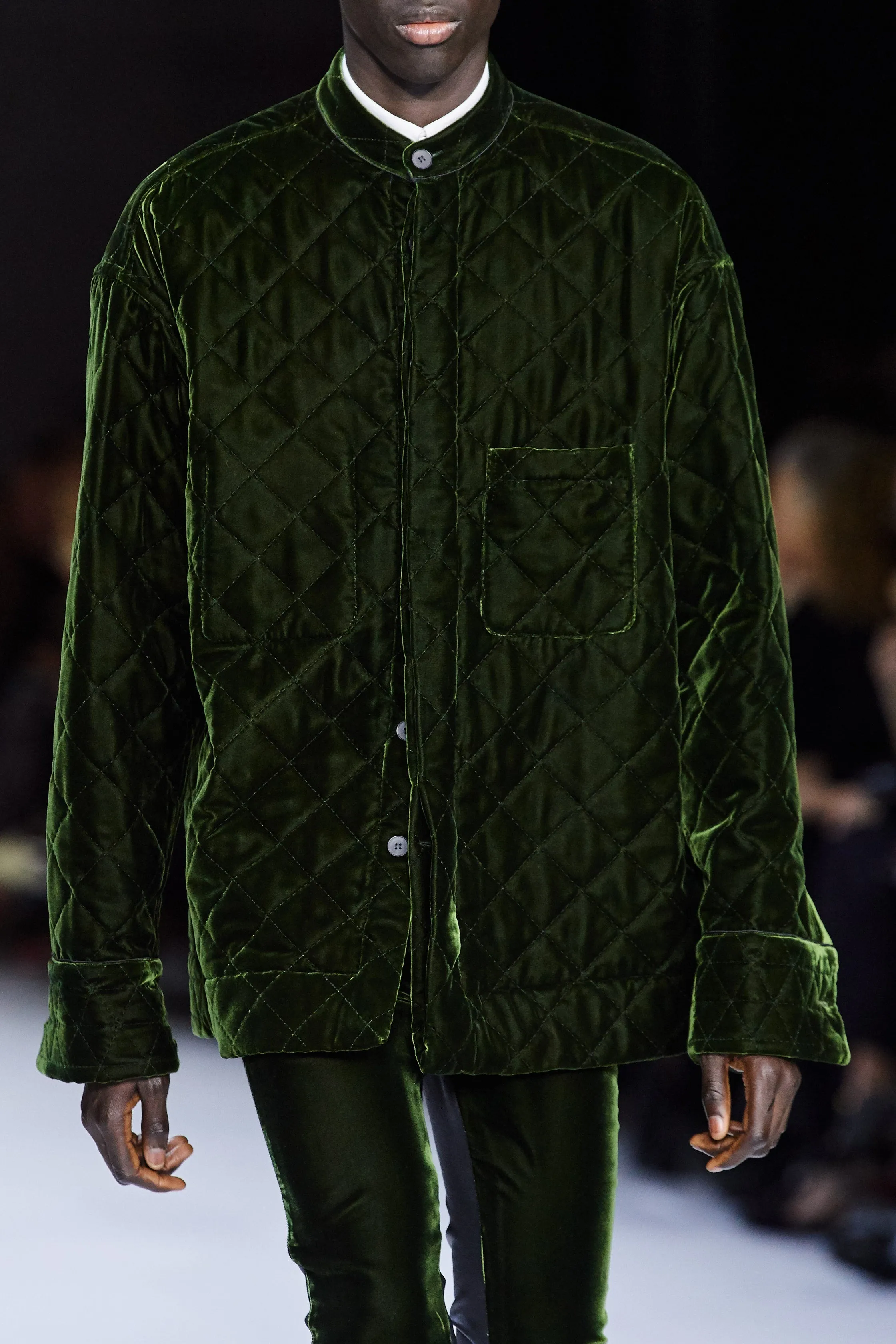 FW20 Green Velvet Quilted Overshirt