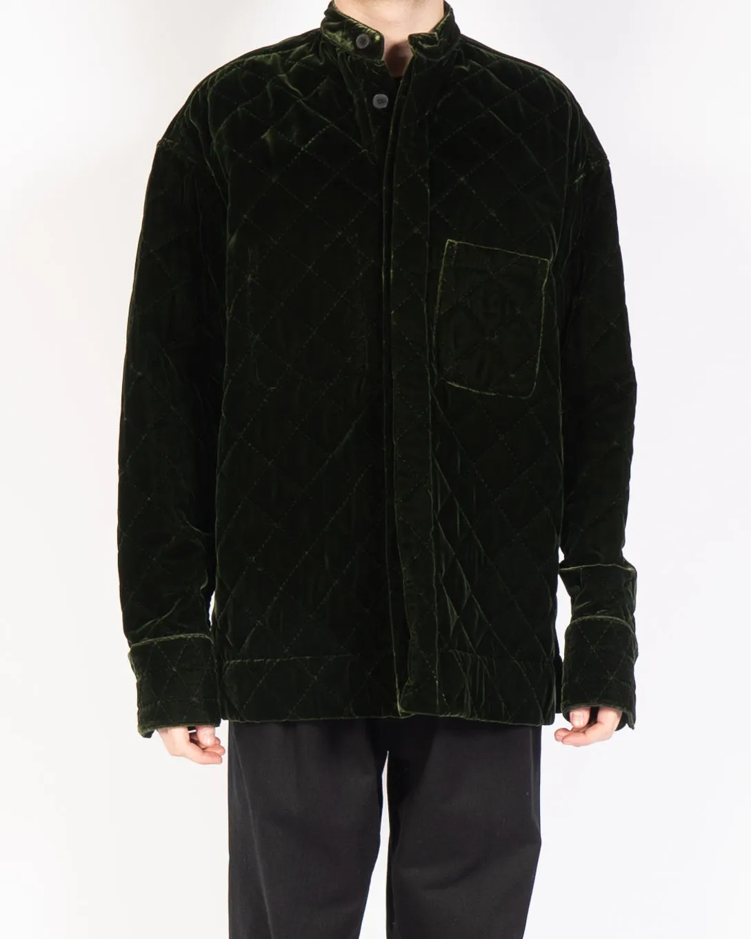 FW20 Green Velvet Quilted Overshirt