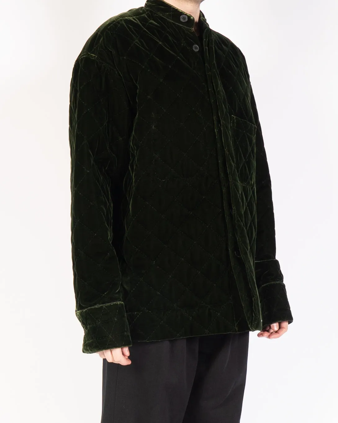 FW20 Green Velvet Quilted Overshirt