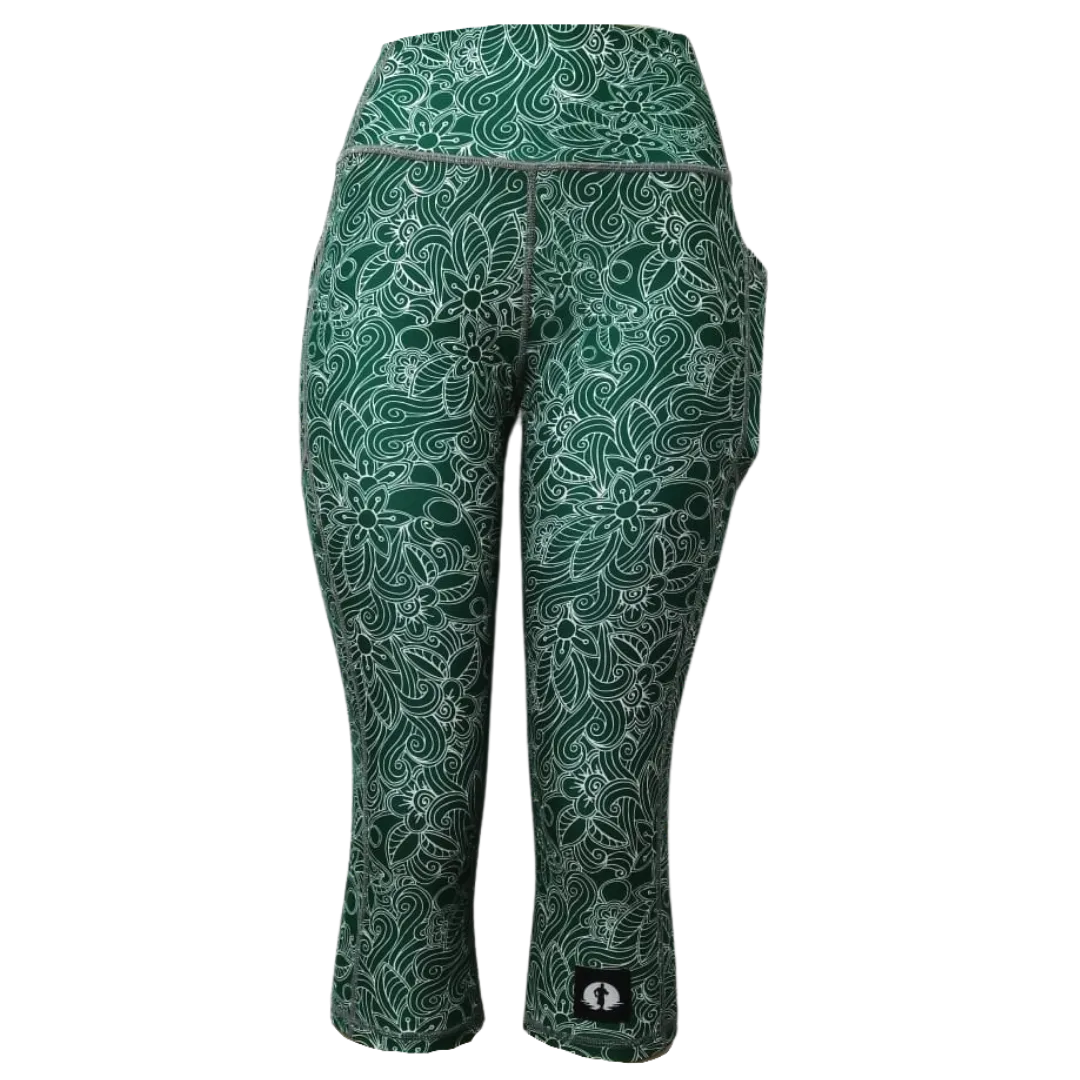 High Waist Funky 3/4 Leggings - Fresh Green