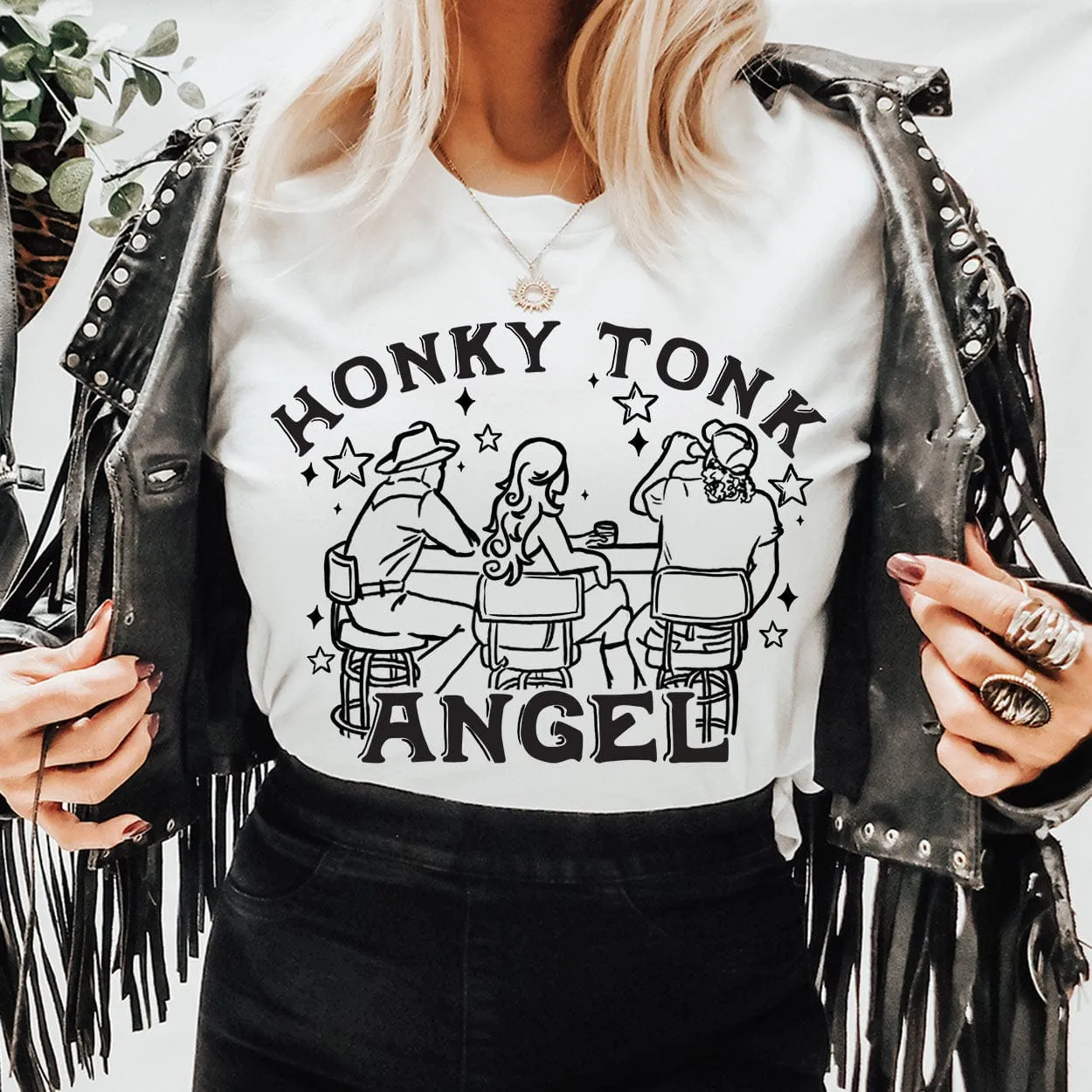 Honky Tonk Angel Graphic Tee (made 2 order) LC