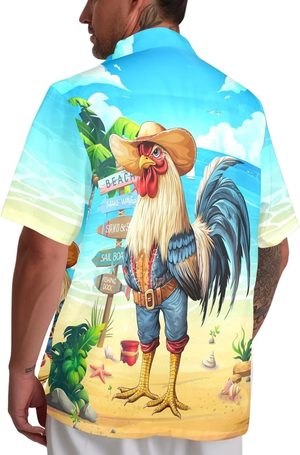 HUGLAZY July 4th Day Hawaiian Shirt for Men Tropical Short Sleeve Button Down Shirts Funny Party Outfit