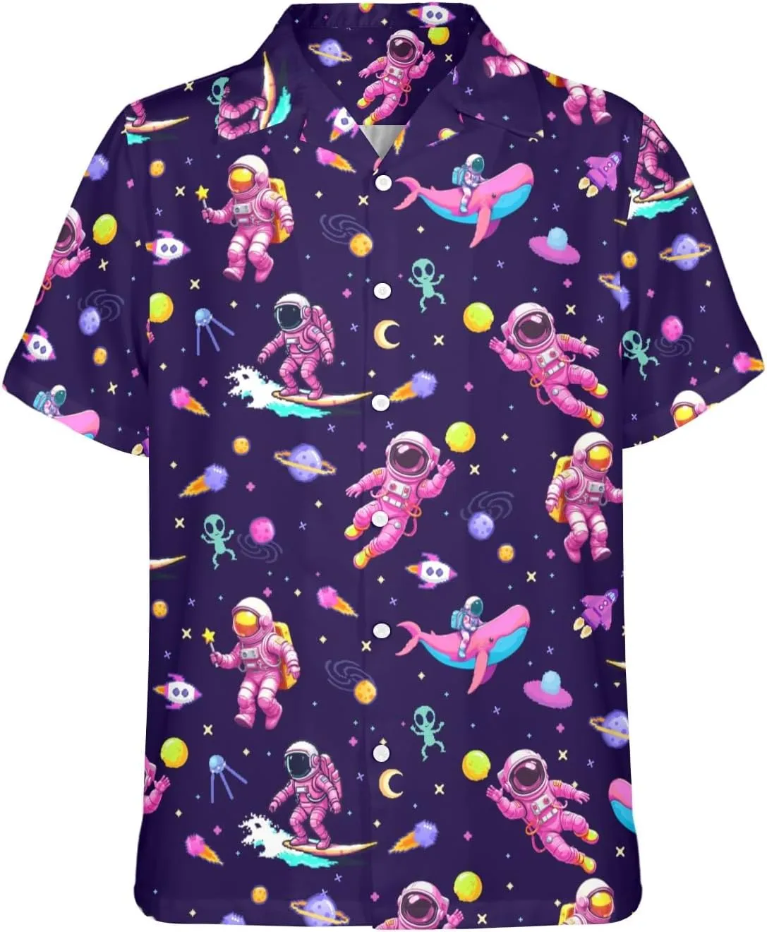 HUGLAZY July 4th Day Hawaiian Shirt for Men Tropical Short Sleeve Button Down Shirts Funny Party Outfit