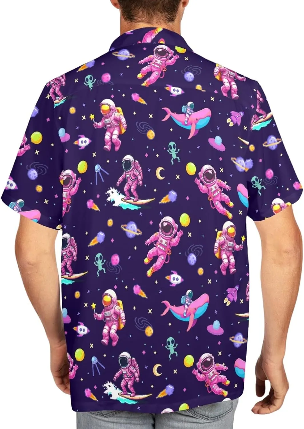 HUGLAZY July 4th Day Hawaiian Shirt for Men Tropical Short Sleeve Button Down Shirts Funny Party Outfit