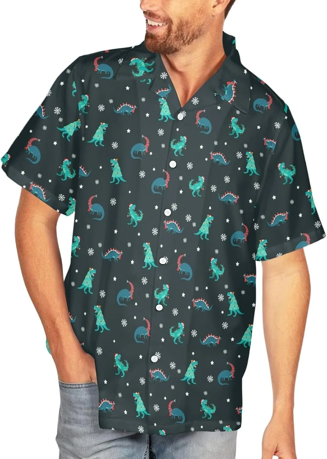 HUGLAZY July 4th Day Hawaiian Shirt for Men Tropical Short Sleeve Button Down Shirts Funny Party Outfit