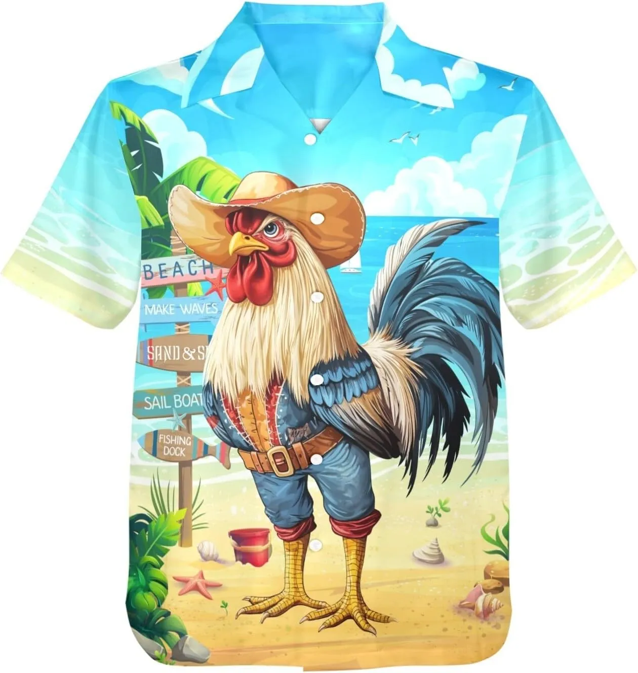 HUGLAZY July 4th Day Hawaiian Shirt for Men Tropical Short Sleeve Button Down Shirts Funny Party Outfit