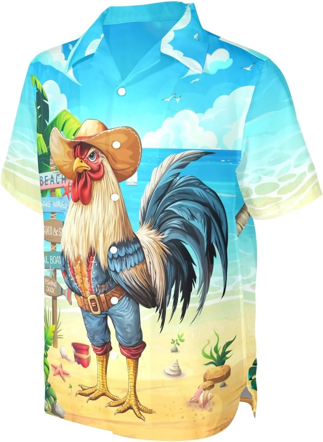 HUGLAZY July 4th Day Hawaiian Shirt for Men Tropical Short Sleeve Button Down Shirts Funny Party Outfit