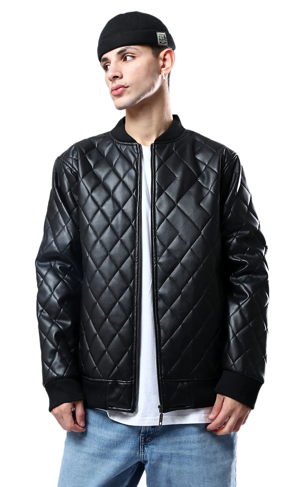 O176027 Soft Quilted Black Leather Jacket