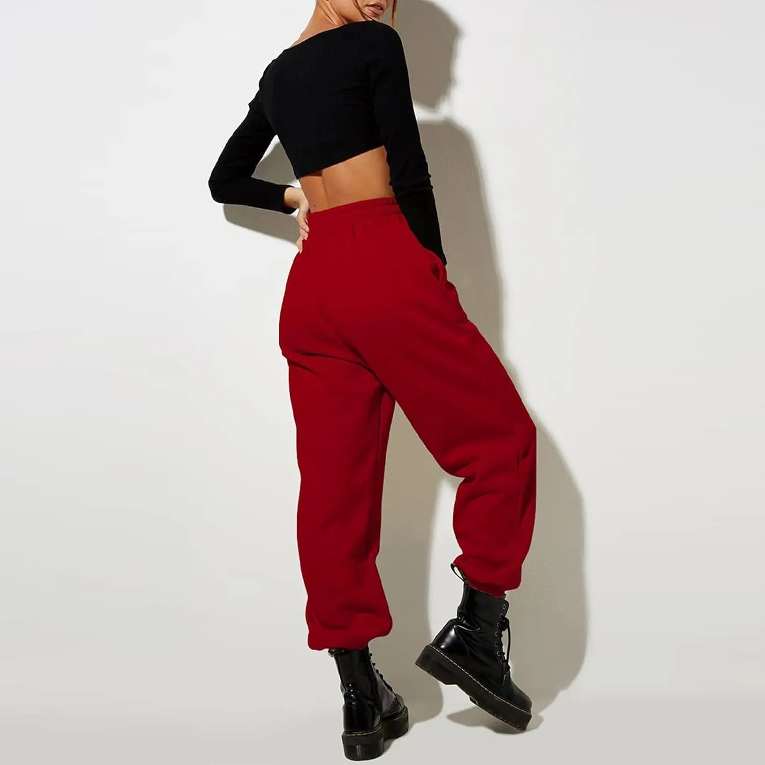 Plus Size Casual Pants,Womens Fashion Loose Solid Sweatpants Drawstring Casual Trousers with Pockets Spring&Summer Clothing