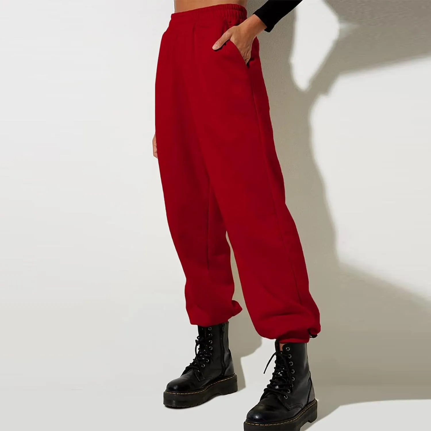 Plus Size Casual Pants,Womens Fashion Loose Solid Sweatpants Drawstring Casual Trousers with Pockets Spring&Summer Clothing