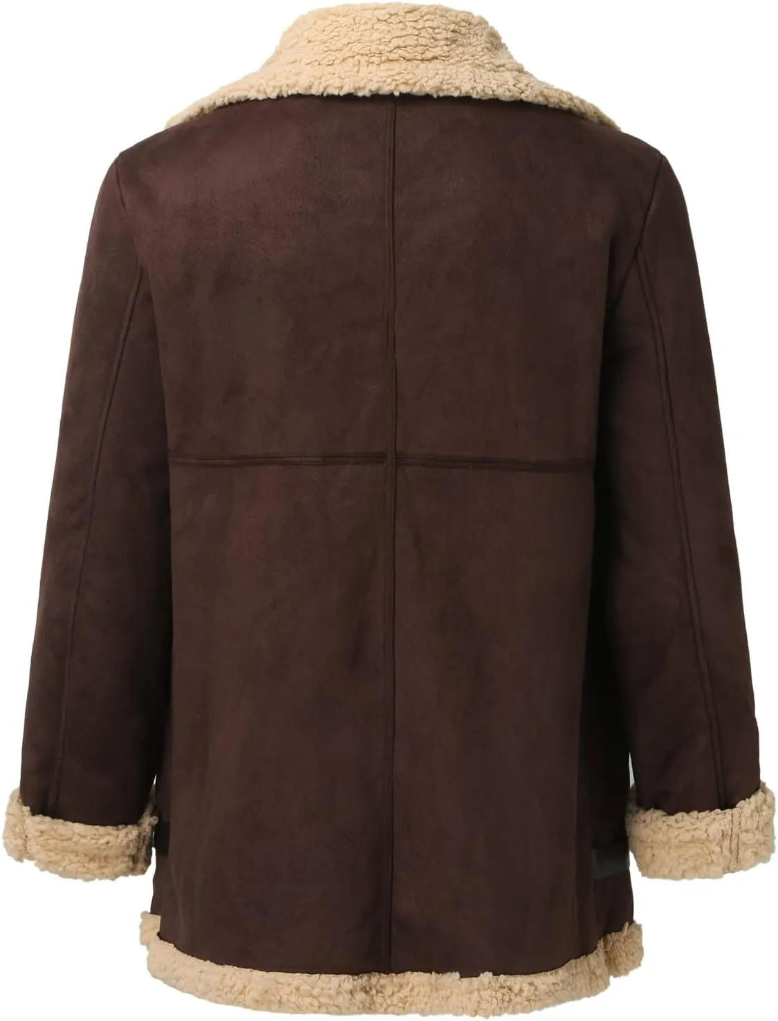 QWENTMTNTY Mens Faux Leather Jacket Faux Sheepskin Shearling Bomber Jackets Fur Collar Thermal Casual Sherpa Winter Coats