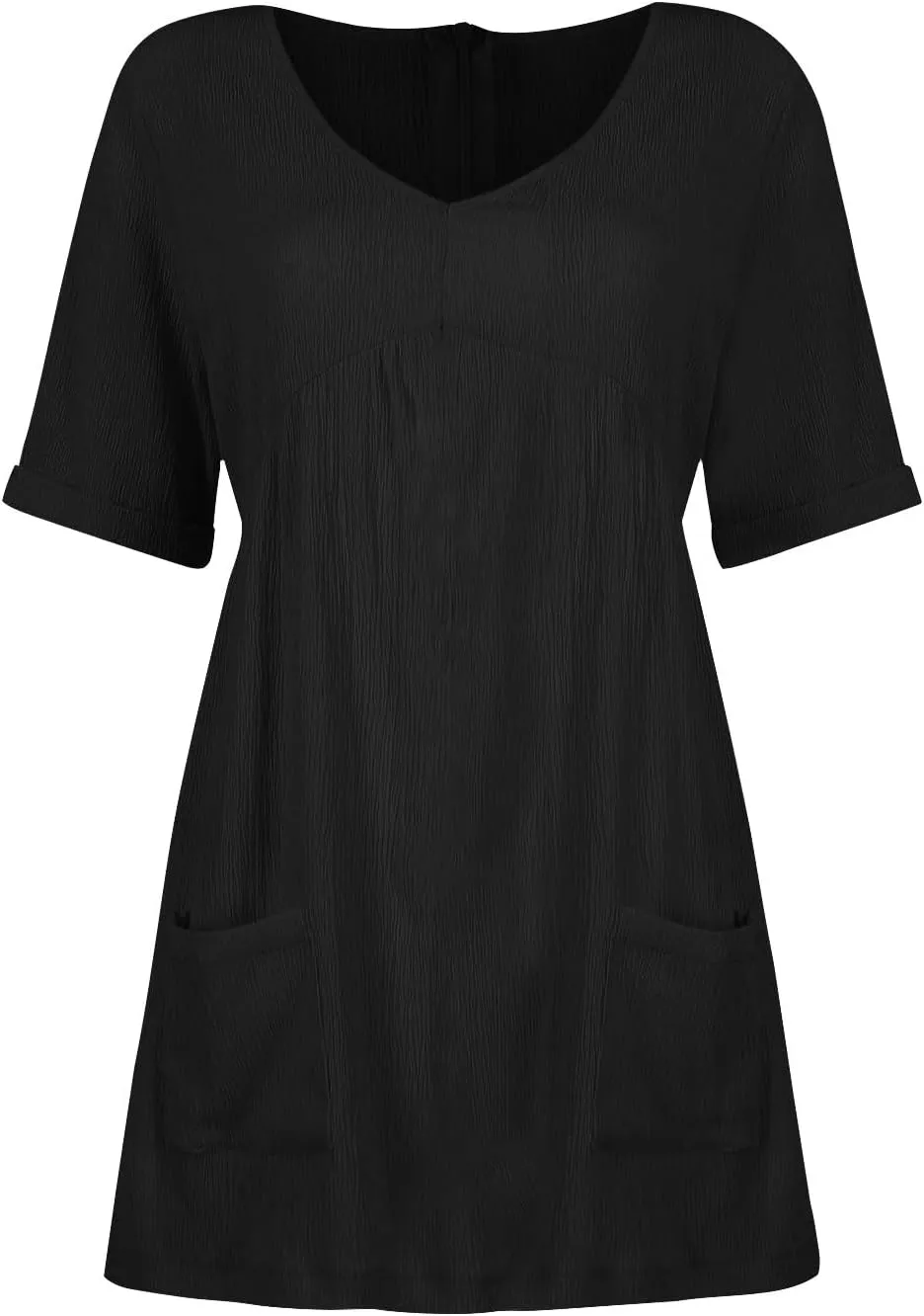 Summer Linen Dresses for Women 2024 Casual v Neck Knee Length Sundresses with Sleeve Comfy Summer Vacation Dresses