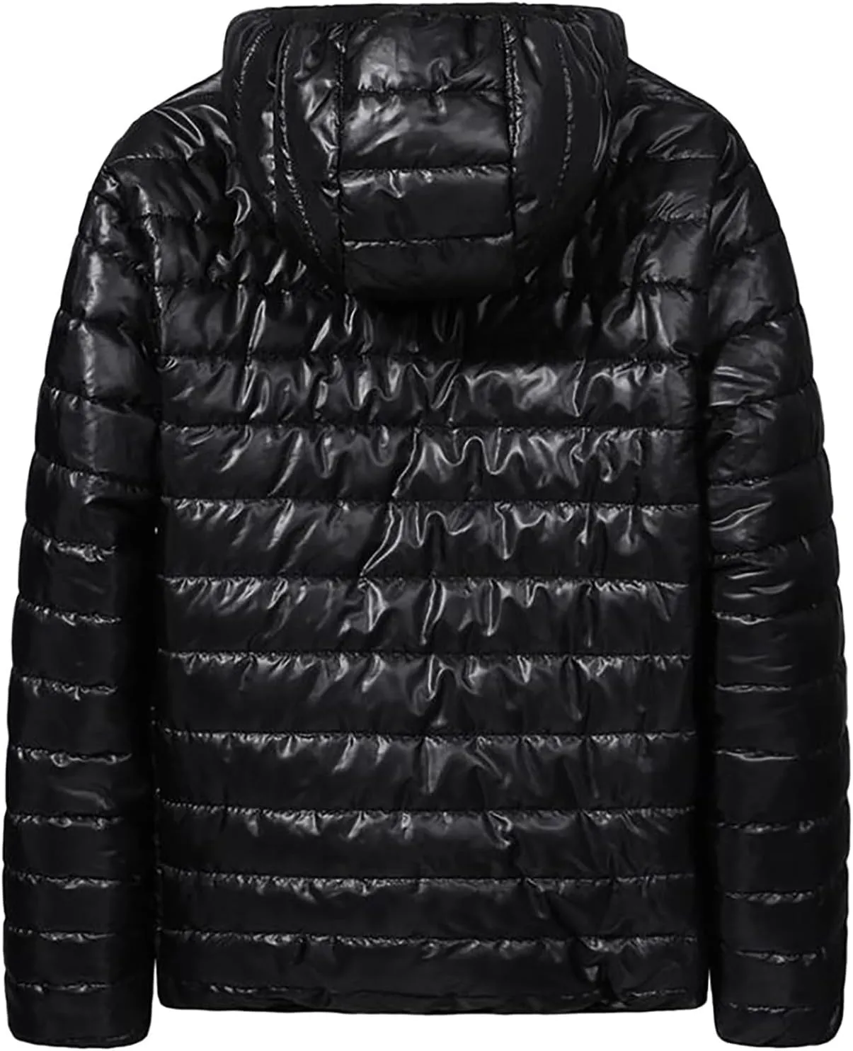 Thatrich Lightweight Puffer Jacket Men Oversized Puffy Coats Zip Up Hoodies Outdoor Hooded Jackets Winter Trendy Coat Outwear