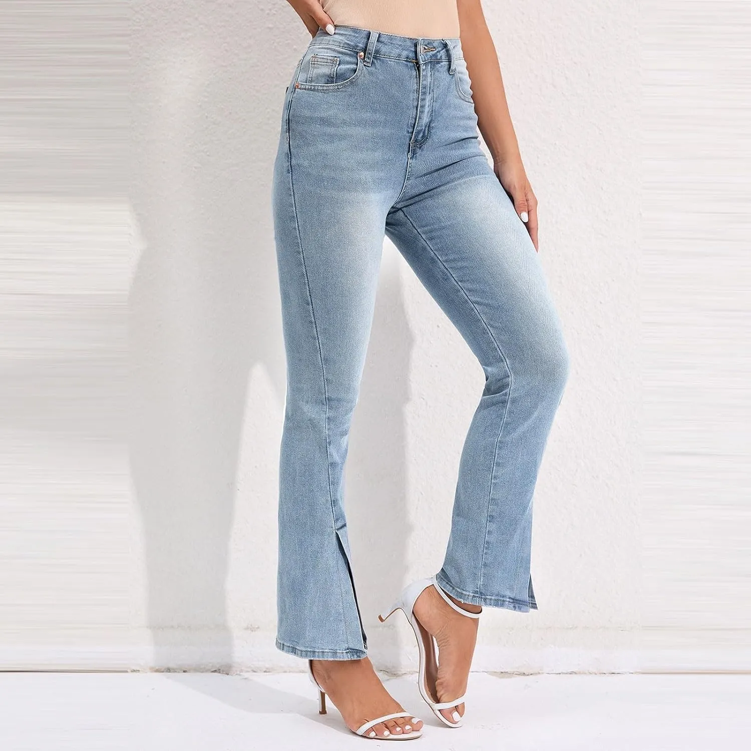 Women Straight Ankle Jeans Casual Loose High Waist Denim Pants Tummy Control Destroy Skinny Denim Jeans Plus Size