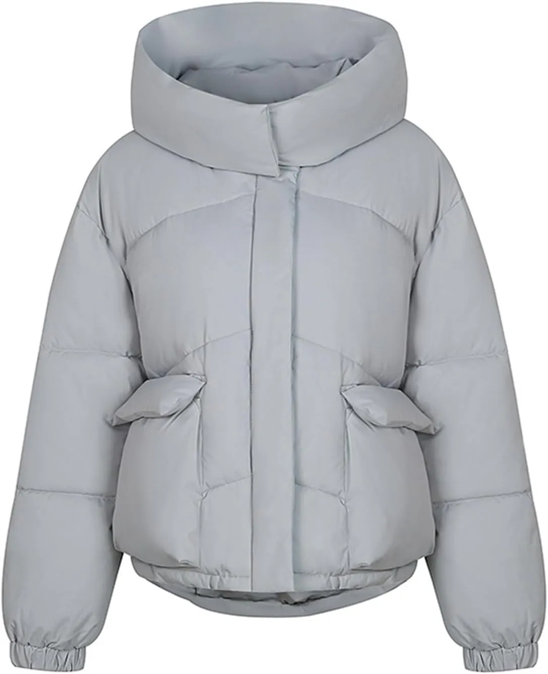 Women's Plus Size Lightweight Puffer Jacket Packable Winter Warm Quilted Bubble Coat Waterproof Windproof Hooded