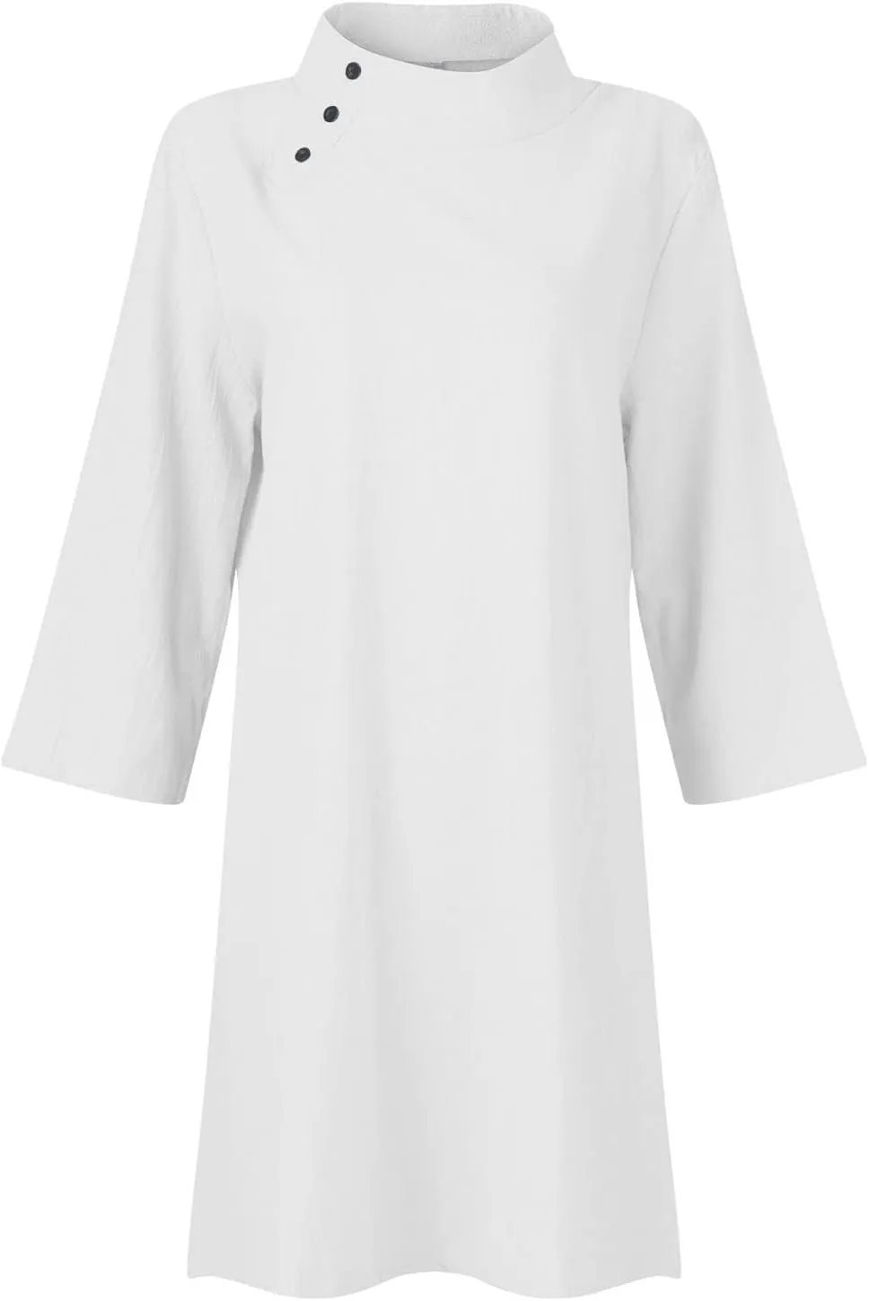 Women's Summer Midi Shirt Dresses Casual Linen Button Down 1/2 Sleeve Dress Solid Color Knee Length Lightweight Dress