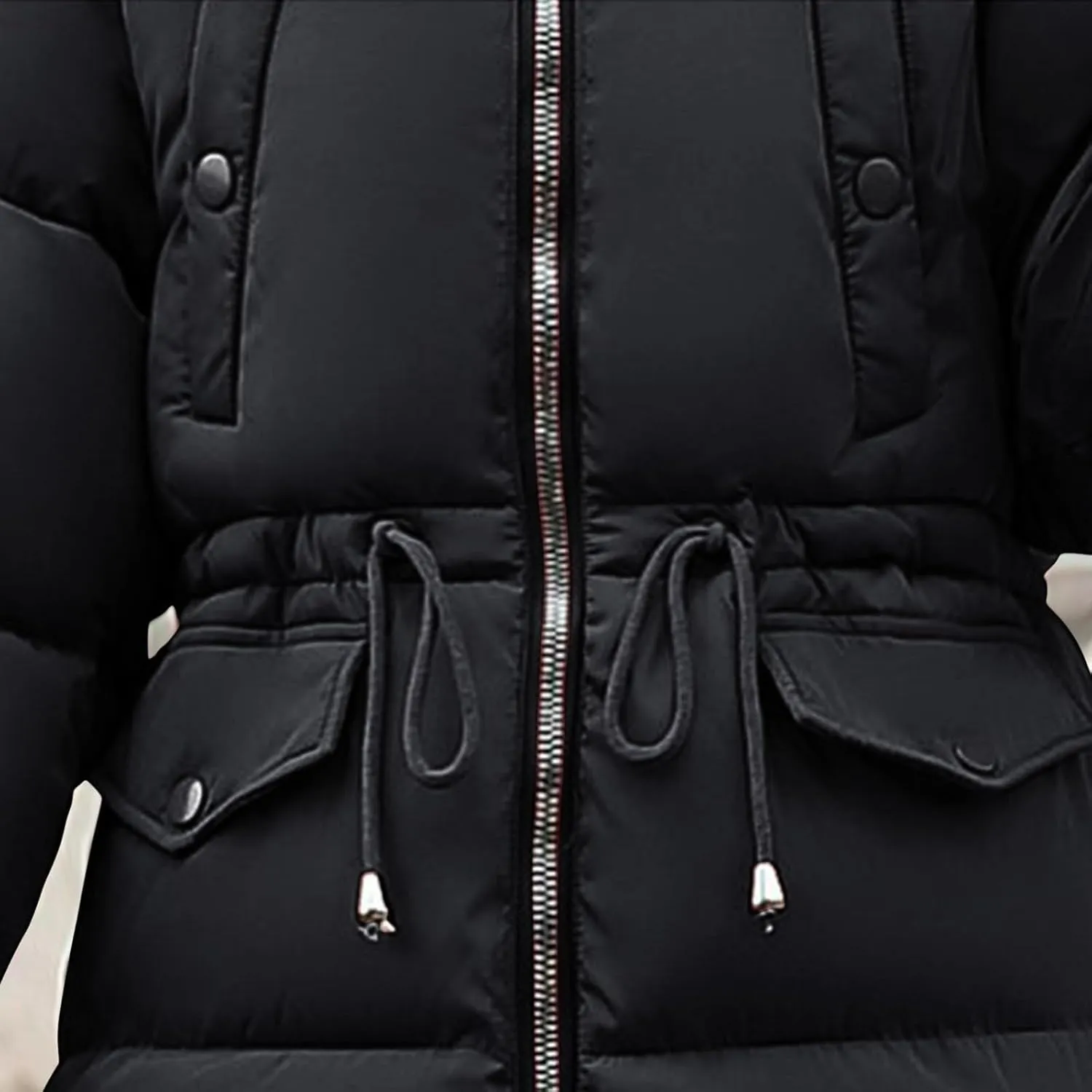 Women's Winter Warm Winter Mid Lenght Down Puffer Coats Ladies Lightweight Jackets with Hood Plus Size Slim Trench