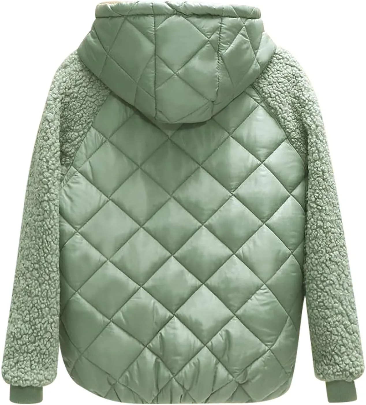 XUNRYAN Winter Jackets for Women Trendy Sherpa Fleece Down Coat Casual Zip Up Puffer Jackets Warm Faux-Fur Coat Anorak Parka